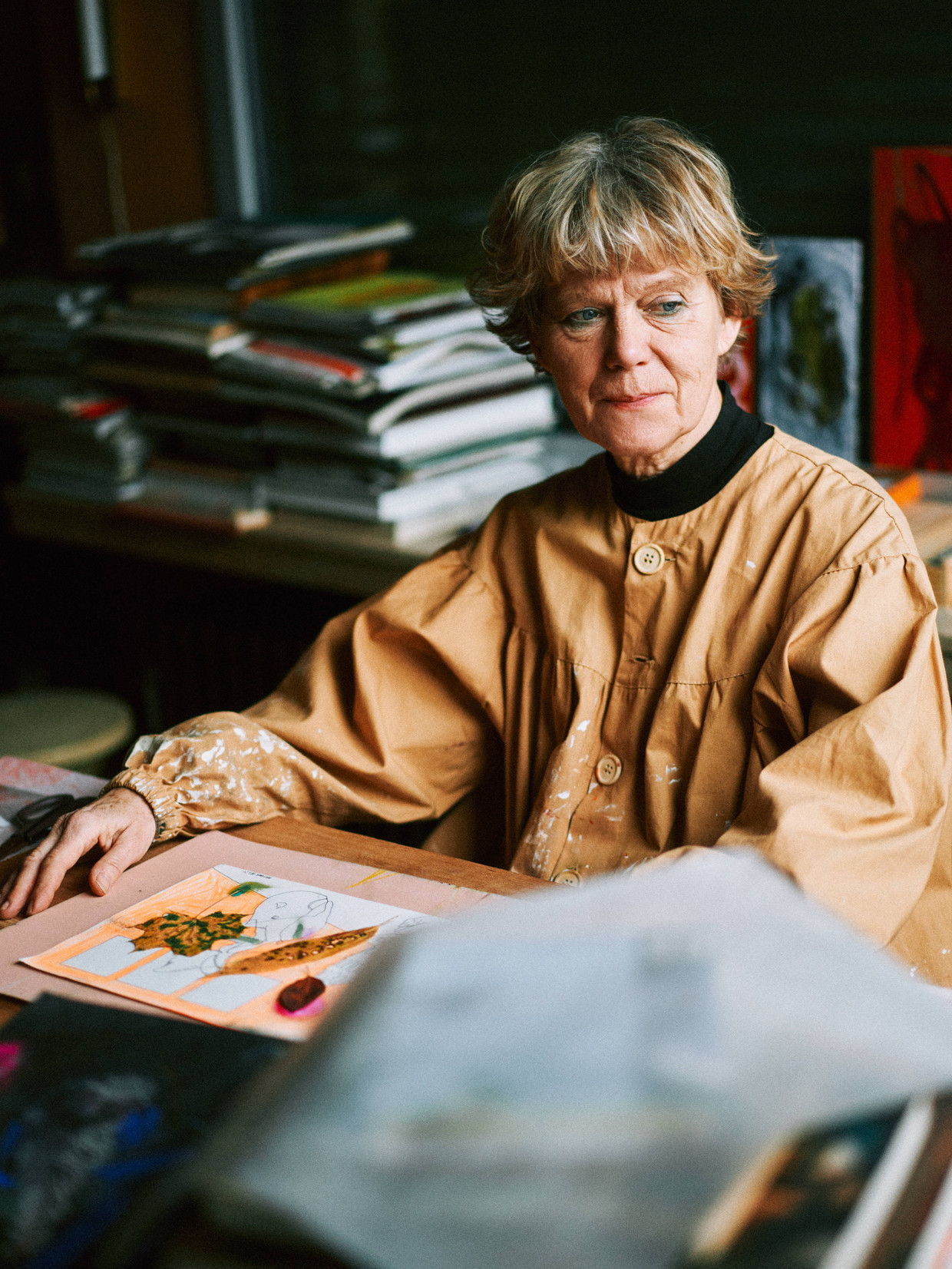Zwart-witportret van kunstenaar Anne-Mie Van Kerckhoven